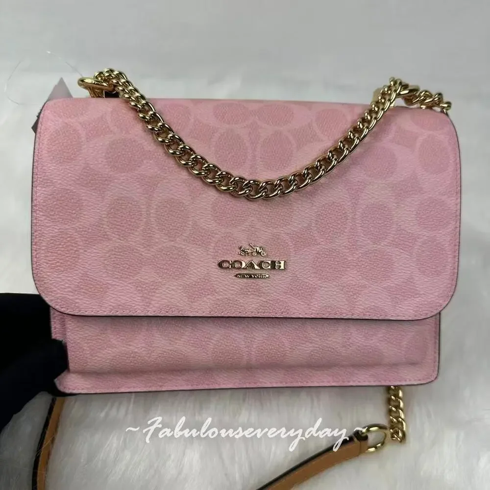 Coach Klare Crossbody Bag in Signature Canvas Charms Gold/Powder Pink CEL11 NWT
